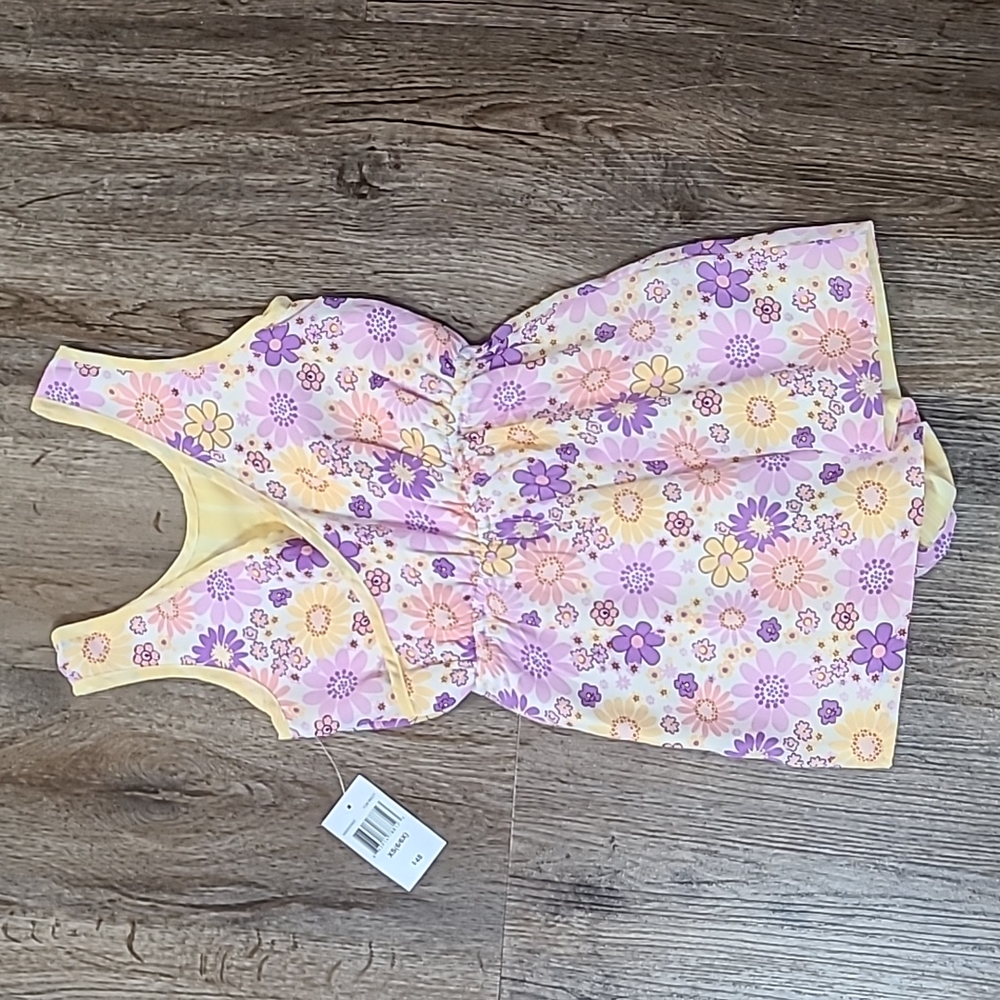 LILT GIRLS ONE PIECE FLORAL ROMPER SHORTS SIZE XS (6/6X)